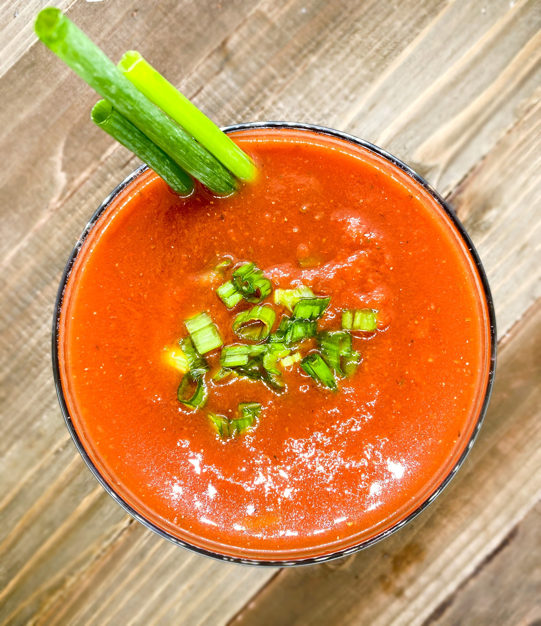 Salsa Roja garnished with sliced green onion